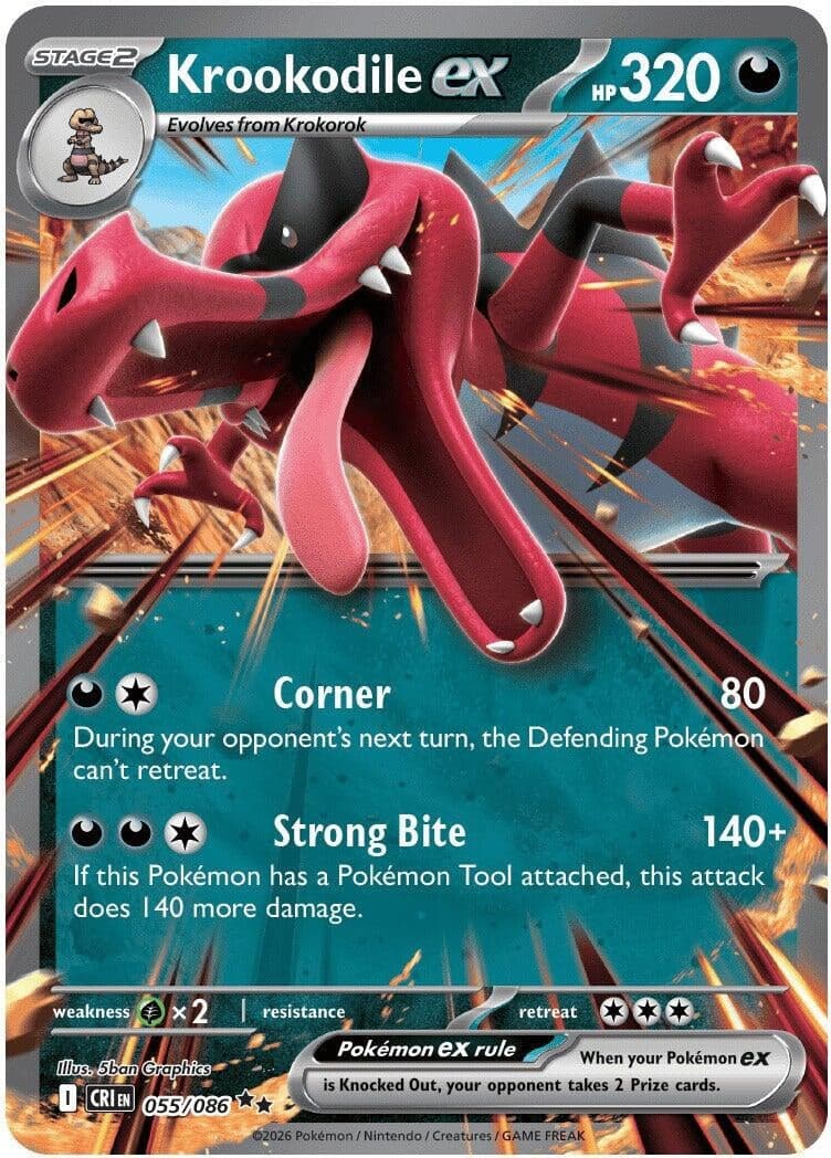 Krookodile ex (055/086) (Holofoil) (ME04: Chaos Rising)