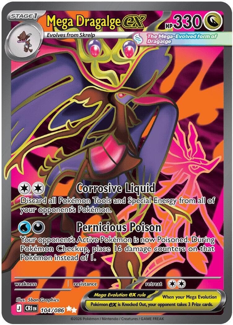 Mega Dragalge ex (104/086) (Holofoil) (ME04: Chaos Rising)