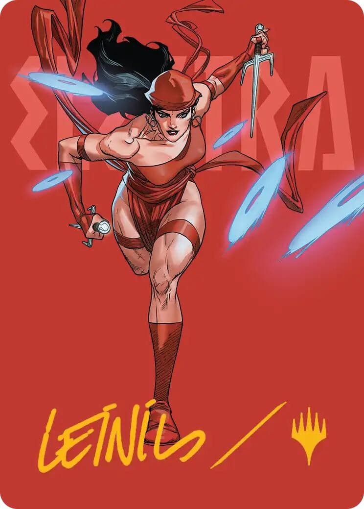 Elektra, Daughter of the Hand Art Card (Gold-Stamped Signature) (25) (Art Series: Marvel Super Heroes) (AAMSH)