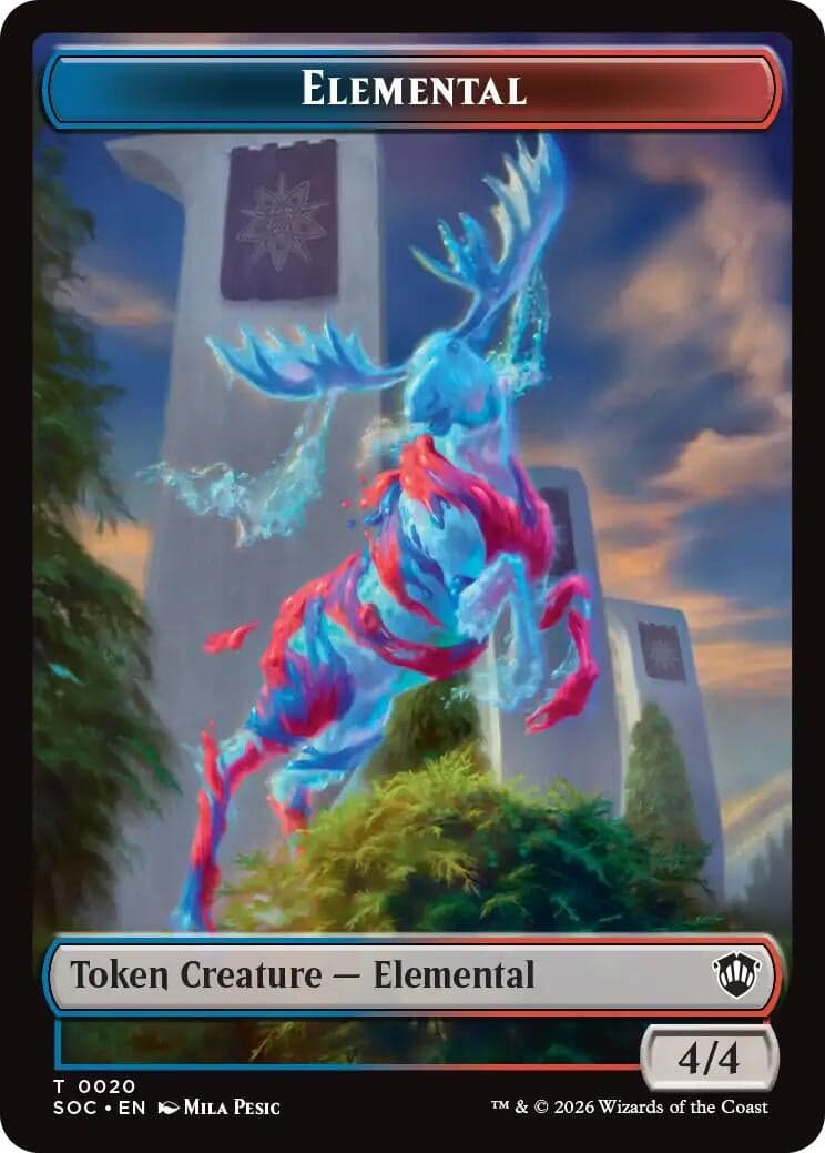 Elemental (0020) // Food Double-Sided Token (20 // 27) (Foil) (Commander: Secrets of Strixhaven)