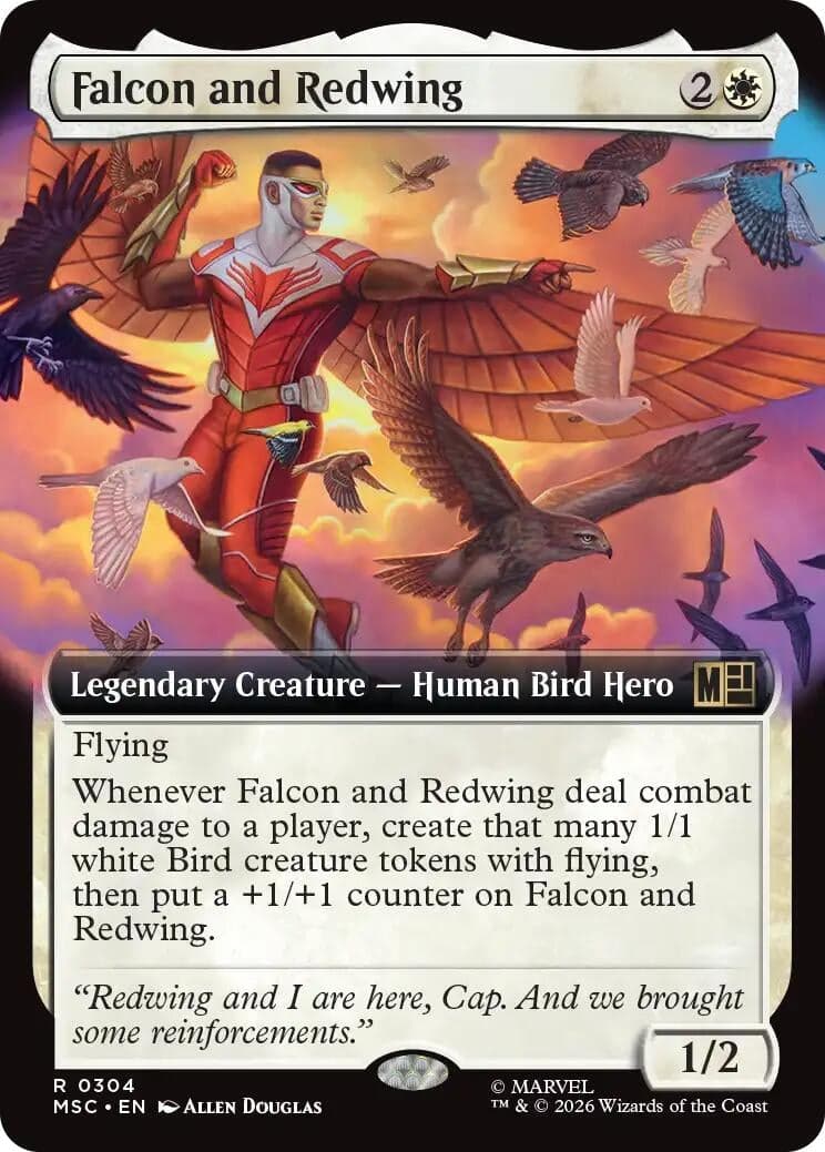 Falcon and Redwing (Extended Art) (304) (Commander: Marvel Super Heroes) (MSC)