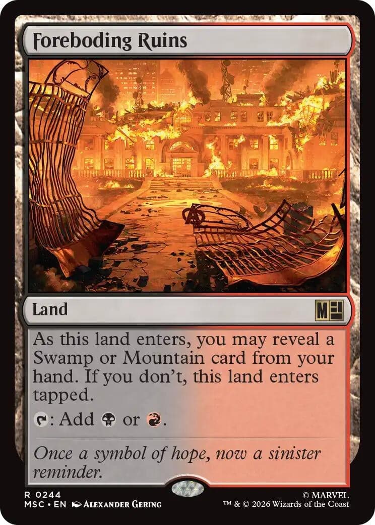 Foreboding Ruins (Surge Foil) (244) (Foil) (Commander: Marvel Super Heroes) (MSC)