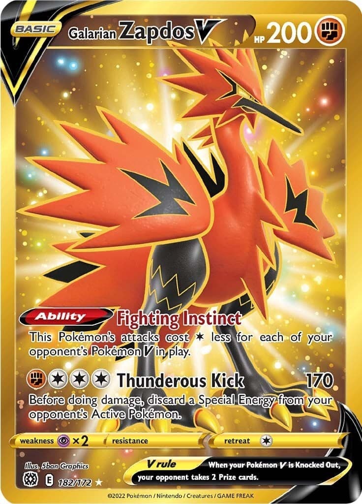 Galarian Zapdos V (Secret) (182/172) (SWSH09: Brilliant Stars)