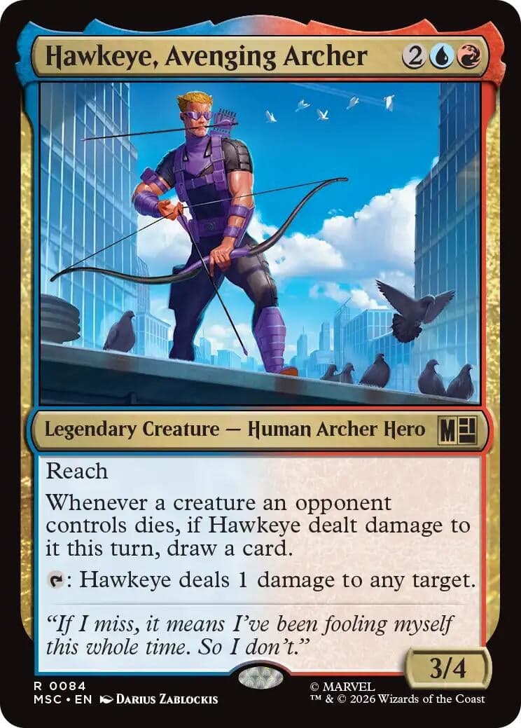 Hawkeye, Avenging Archer (Surge Foil) (84) (Foil) (Commander: Marvel Super Heroes) (MSC)