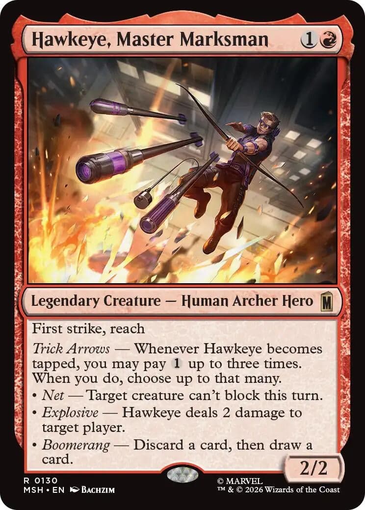Hawkeye, Master Marksman (130) (Foil) (Marvel Super Heroes) (MSH)