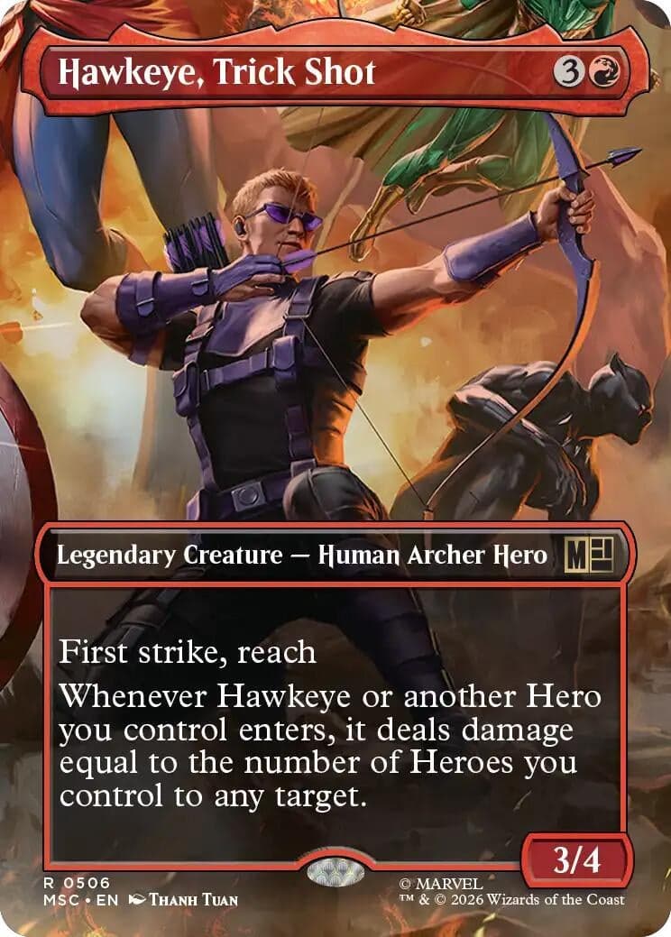 Hawkeye, Trick Shot (Borderless) (506) (Commander: Marvel Super Heroes) (MSC)
