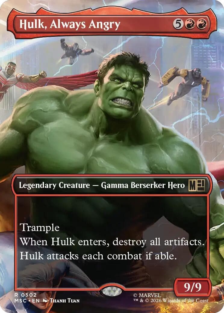 Hulk, Always Angry (Borderless) (502) (Foil) (Commander: Marvel Super Heroes) (MSC)