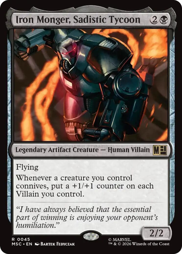 Iron Monger, Sadistic Tycoon (Surge Foil) (45) (Foil) (Commander: Marvel Super Heroes) (MSC)