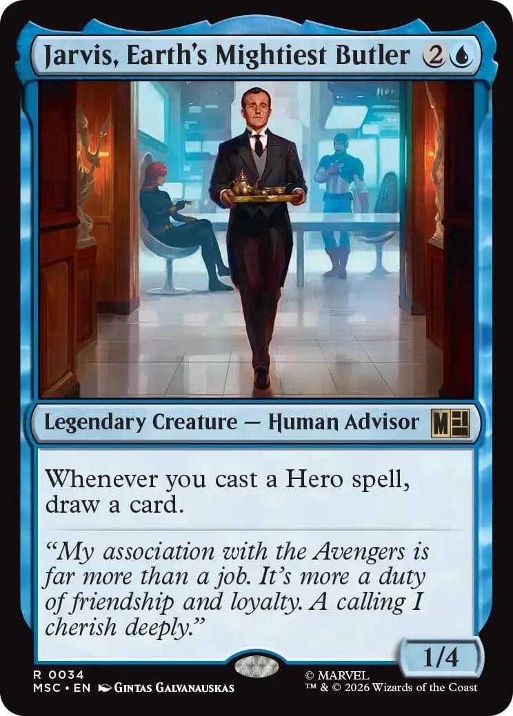 Jarvis, Earth's Mightiest Butler (Surge Foil) (34) (Foil) (Commander: Marvel Super Heroes) (MSC)