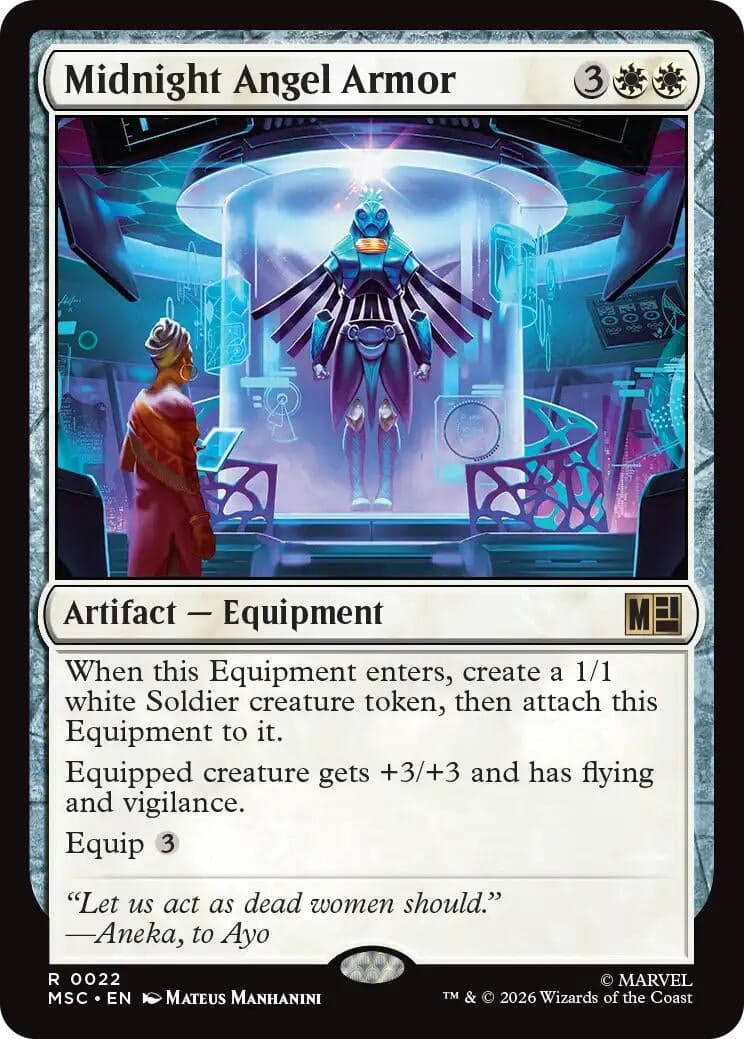 Midnight Angel Armor (Surge Foil) (22) (Foil) (Commander: Marvel Super Heroes) (MSC)