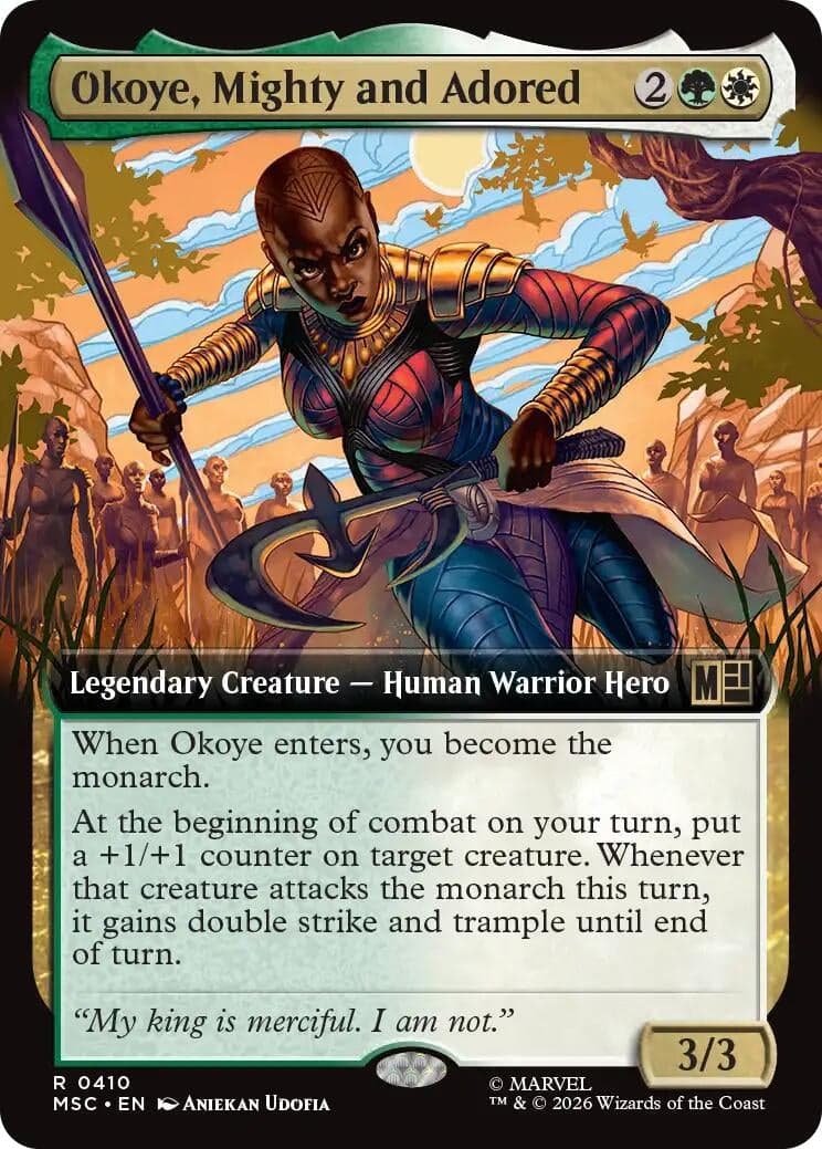 Okoye, Mighty and Adored (Extended Art) (410) (Foil) (Commander: Marvel Super Heroes) (MSC)