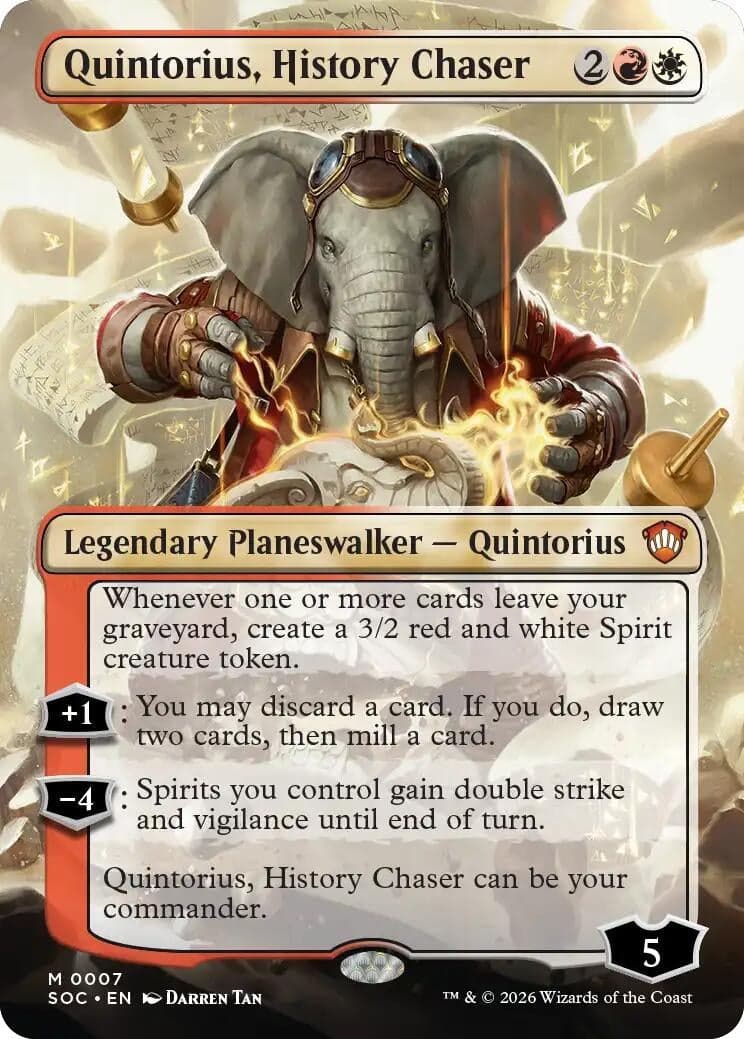 Quintorius, History Chaser (Borderless) (7) (Foil) (Commander: Secrets of Strixhaven)