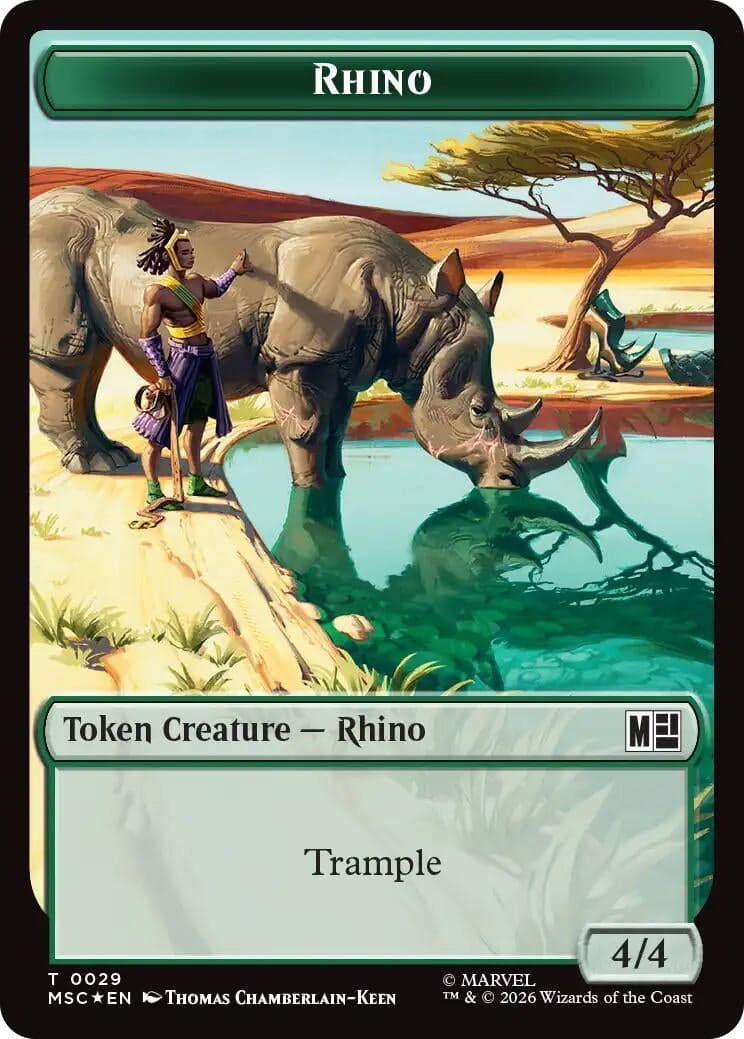 Rhino (029) // Elephant (028) Double-Sided Token (Surge Foil) (29 // 28) (Foil) (Commander: Marvel Super Heroes) (MSC)